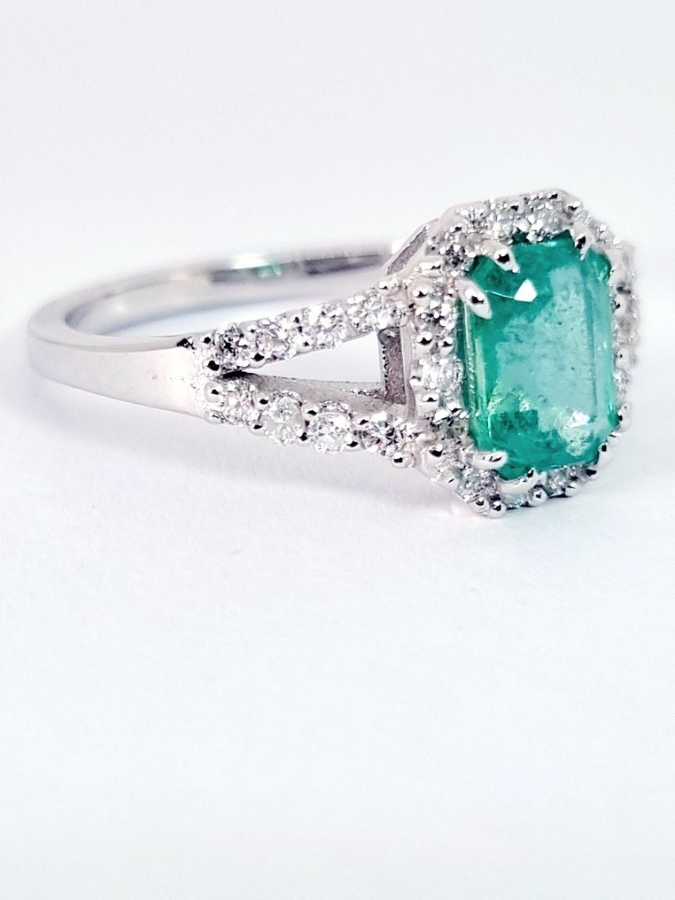 戒指 - 18K包金 白金 祖母绿 - 钻石 #2.1