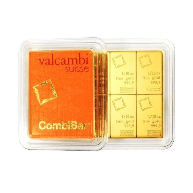 1 Troy Ounce - Ouro - .9999 - 10 x 1/10oz Gold CombiBar Valcambi Suisse LBMA Certified - Selado e com certificado #2.1