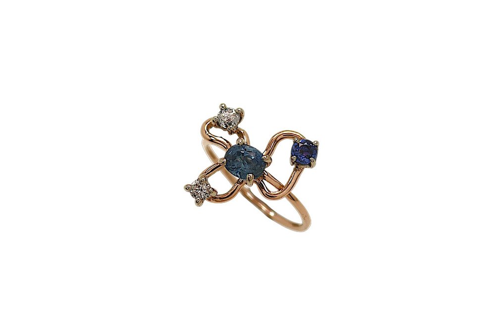 Ring - 9 Kt Roségold -  1.05ct. tw. Saphir - Diamant #1.0