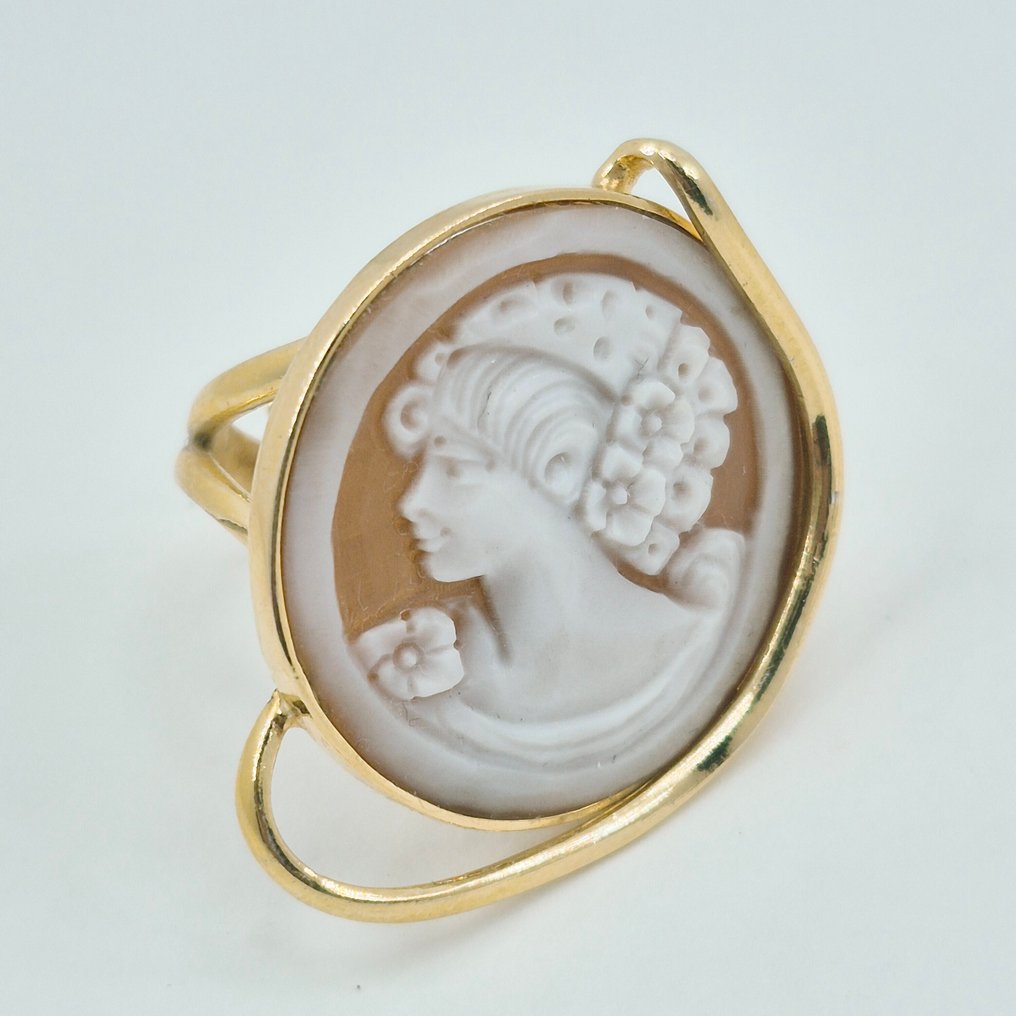 Sølv, Forgyldt - Ring - Håndindgraveret cammeo #4.3