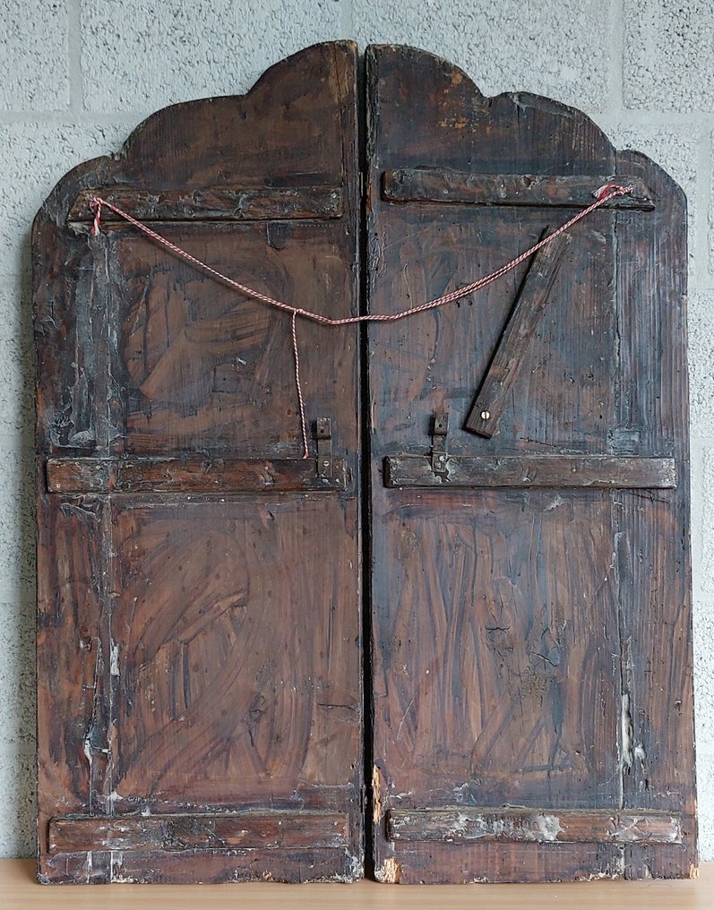  Βωμός - Ξύλο - Αρχές του 20ού αιώνα - Annunciatie tweeluik - Χειροποίητα ζωγραφισμένο - XXL - 72 x 93 εκ.  #1.0