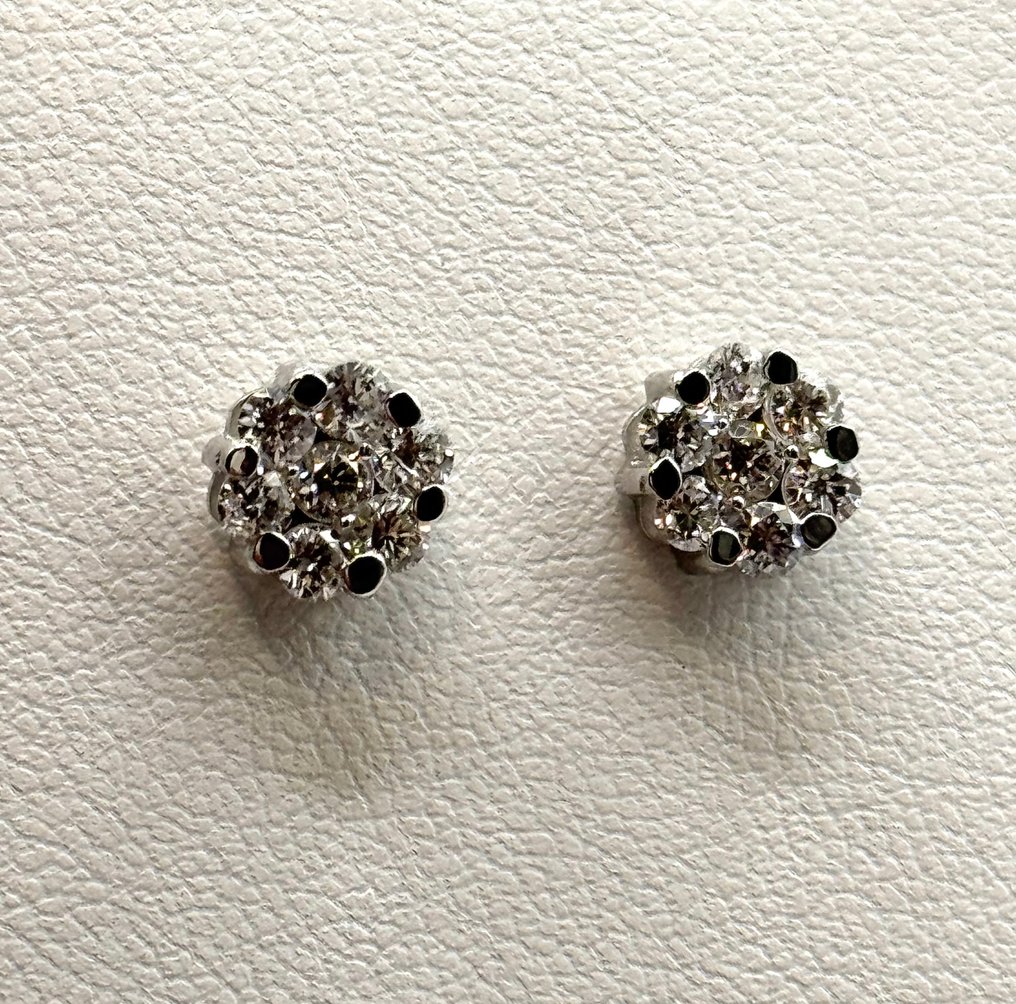 耳環 - 18 克拉 白金 -  0.80ct. tw. 鉆石 (天然)  #4.3