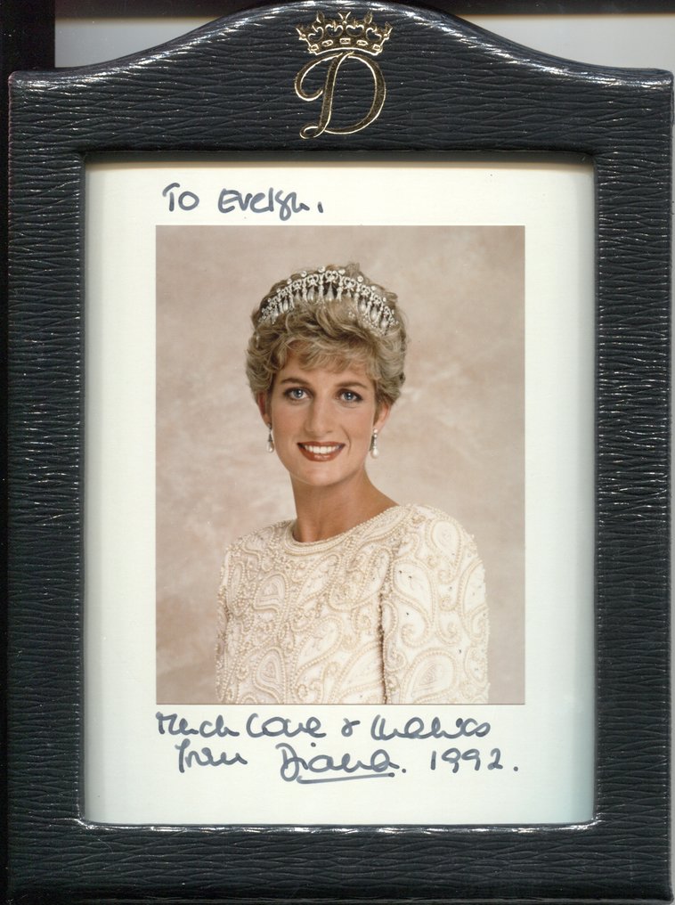 Signed ; Princess Diana (1961–1997) - Superb photo signed and inscribed “To Evelyn” with the inscription “Much Love & thanks from Diana” #3.2
