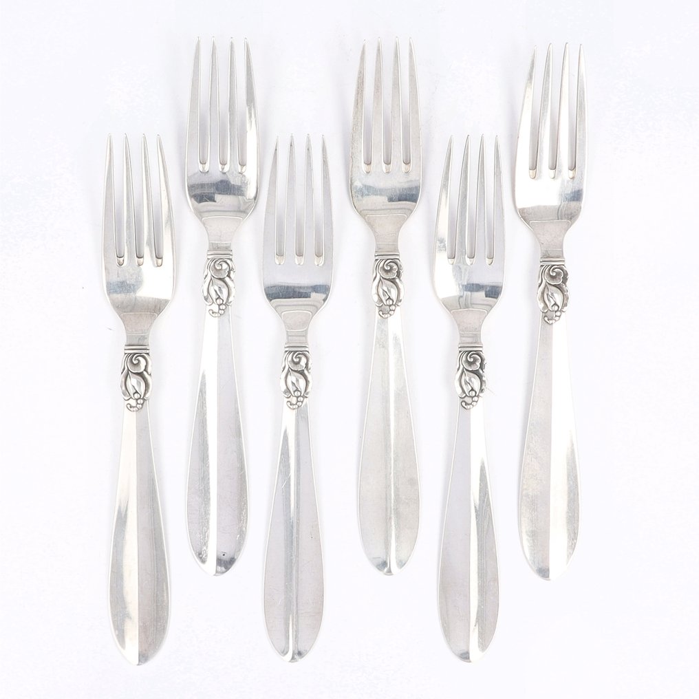 P. C. L. Frigast Sølvvarefabrik - Dinervork - Model 'Prinsesse' - Denemarken, ca. 1950 - Servizio di posate (6) - .830 argento #1.0