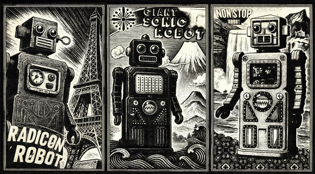 Æ2381 - Ομάδα των Πέντε - Radicon, Giant Sonic & Non Stop Robot» Æ τα Ιαπωνικά Τιμον Robots — Περιορισμένης - Κουρδιστό παιχνίδι από κασσίτερο - 2000-σήμερα #1.0
