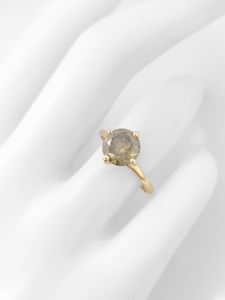 Bague - 14 carats Or jaune - 2.04ct. tw. Diamant (Couleur naturelle) #3.2