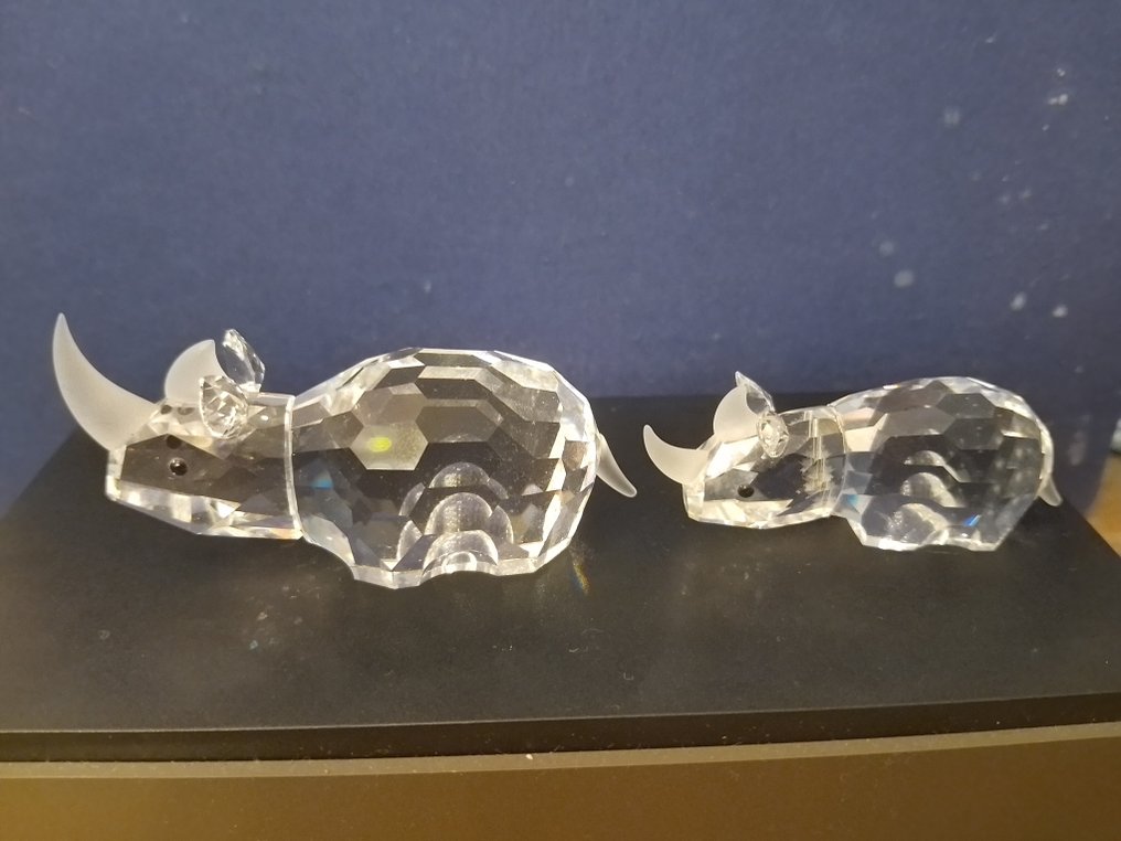 Swarovski - Statuetta - Neushoorn groot en klein - Box + Certificate (2) - Cristallo #2.1