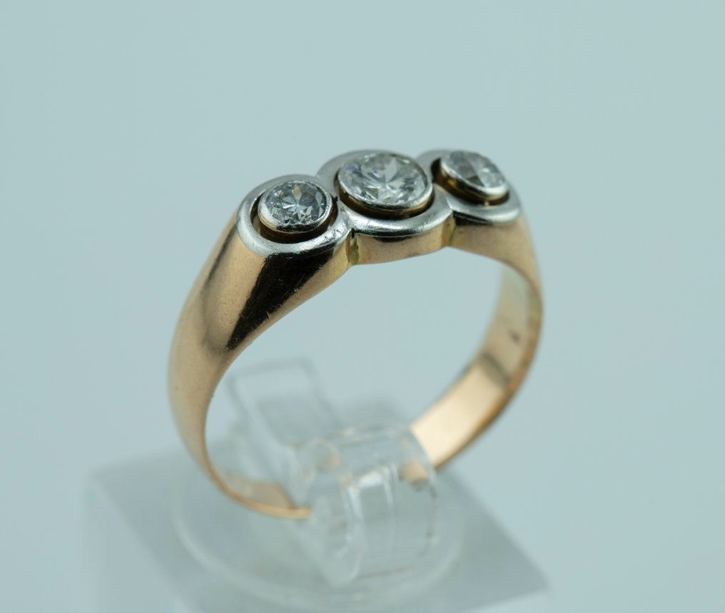 戒指 - 18 克拉 黃金, 鉑金 鉆石 (天然)  #3.2