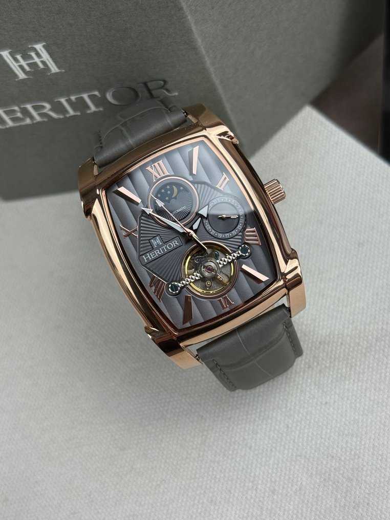 Heritor - Valentin Automatic Open Heart - Rose Gold/Grey - Zonder minimumprijs - HERHS4406 - Heren - 2020+  #2.1