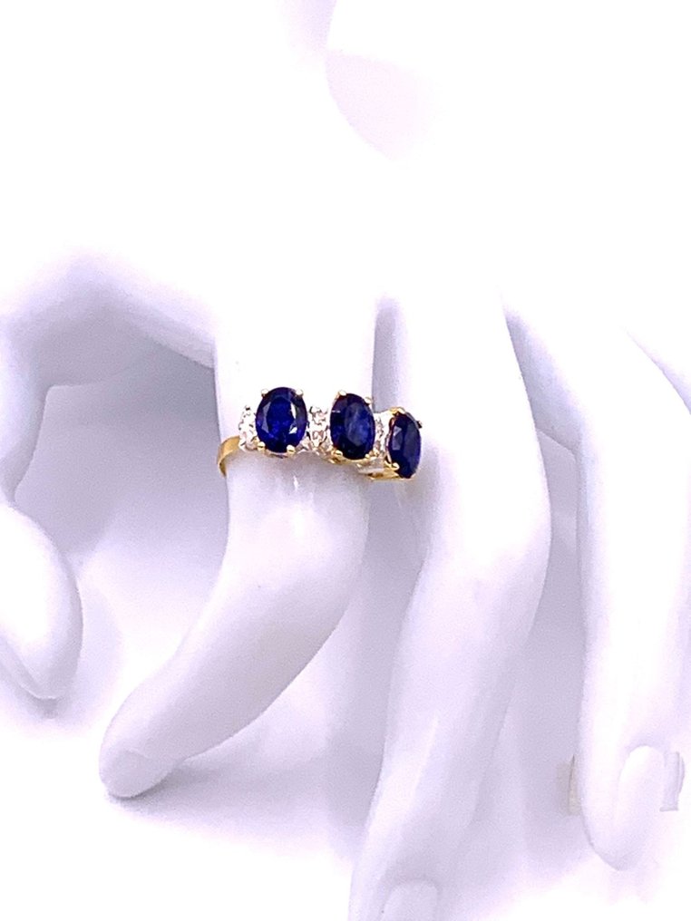 没有保留价 - 永恒戒指 - 9 kt. 黄金, 银 蓝宝石 - 钻石 #4.3