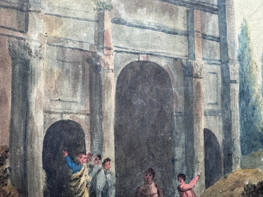 Scuola Romana (XIX) - Paesaggio con rovine romane #4.3