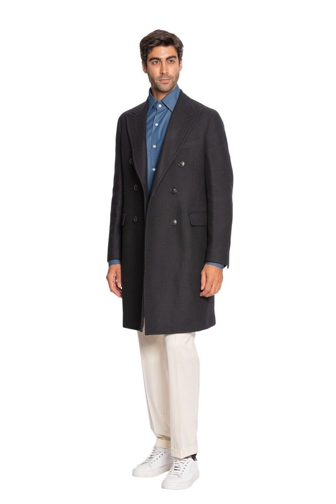 BOGLIOLI RRP 2200€ Blue Navy Double Breasted Coat K.Jacket Wool Twill - 50 IT - Coat - New with tags #2.1