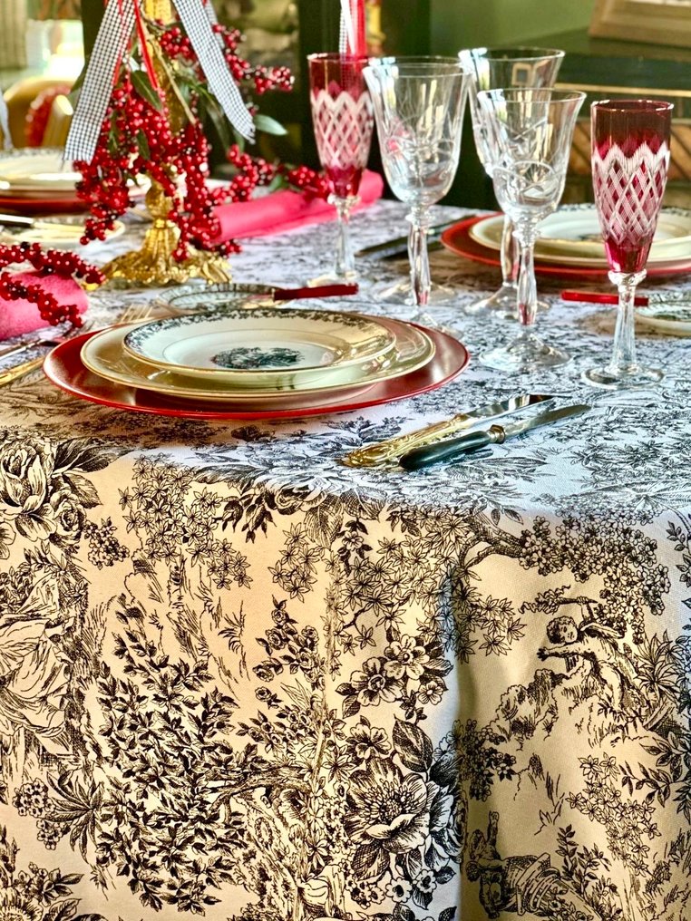 Exclusivo mantel toile de jouy invernal para mesas amplas. - Toalha de mesa  - 270 cm - 180 cm #1.0