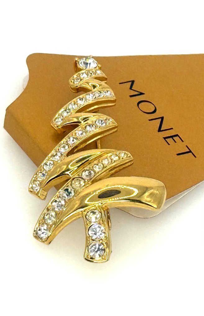 Monet - 一套三件80年代复古高收藏价值圣诞树，包含一本书，三重22K镀金。 - 胸针 #3.2