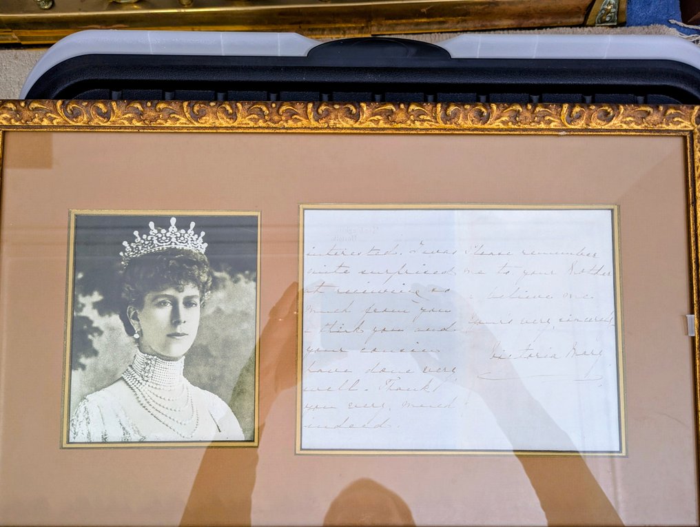 Mary of Teck (1867-1953, Queen of George V) - Framed Autograph Letter Signed by Queen Mary + portrait - 1894 #3.2