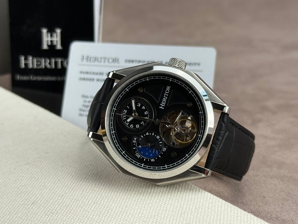 Heritor - Antoni Automatic Open Heart - Silver/Black/Black - No reserve price - HERHS4301 - Men - 2020+  #3.2