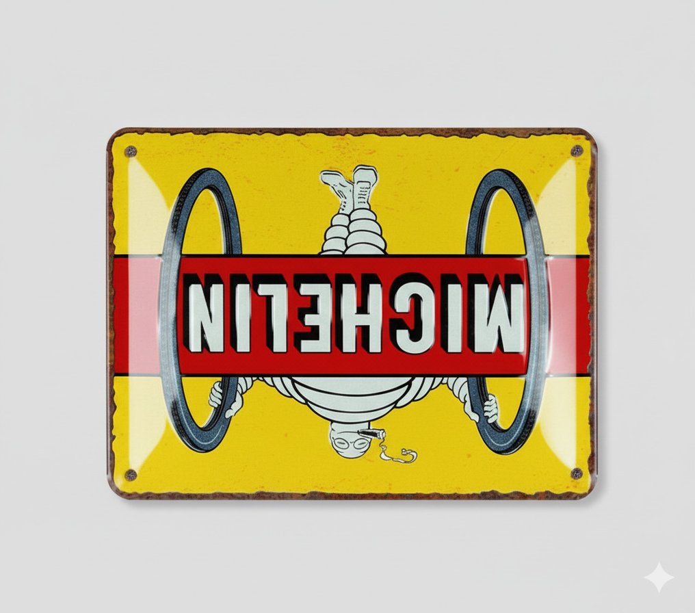 Michelin - Plaque - Michelin - Stalen reclamebord - Garage Automobilia - Metaal #3.2