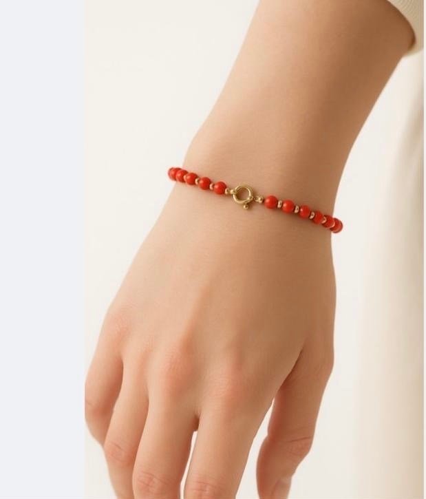 珊瑚 - 银 - 手镯 #3.2