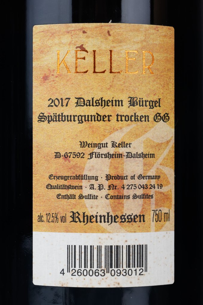 2017 Weingut Keller, Dalsheimer Bürgel Spätburgunder - Ρέινεσεν Grosses Gewächs - 1 Φιάλη (0,75L) #3.2