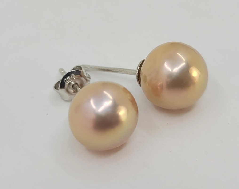 Zonder minimumprijs - Oorstekers Zilver - 9x10mm Edison Pearls #4.3