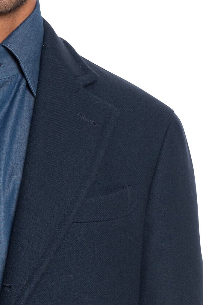 BOGLIOLI MILANO RRP 1800€ Blue Single Breasted Solid Long Coat Heavy Twill Wool - 52 IT - Coat - New with tags #3.2