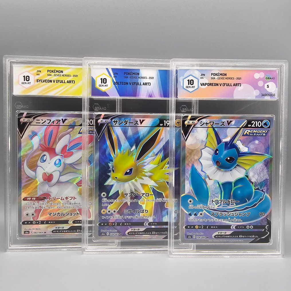 3 Graded card - Eevee Heroes! Eeveelution x3 SR Ultra Rare - Graad 10 #1.0