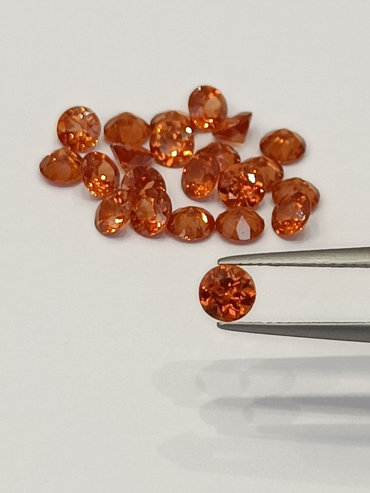 22 pcs Orange Garnet, Spessartite - 13.53 ct - Instituto Gemólogico Español (IGE) #1.0