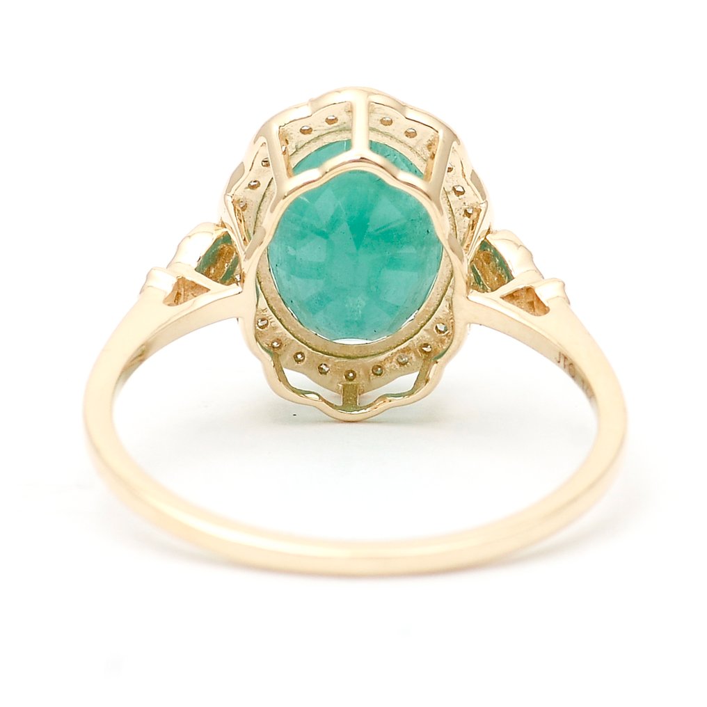 Nincs minimálár - Gyűrű - 14 kt. Sárga arany - 2.85ct. tw. Smaragd - Gyémánt #2.1