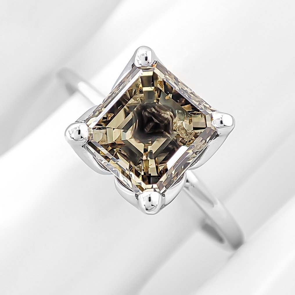 Fără preț de rezervă - Inel - 14 ct. Aur alb -  2.01ct. tw. Diamant (Colorat natural) #1.0