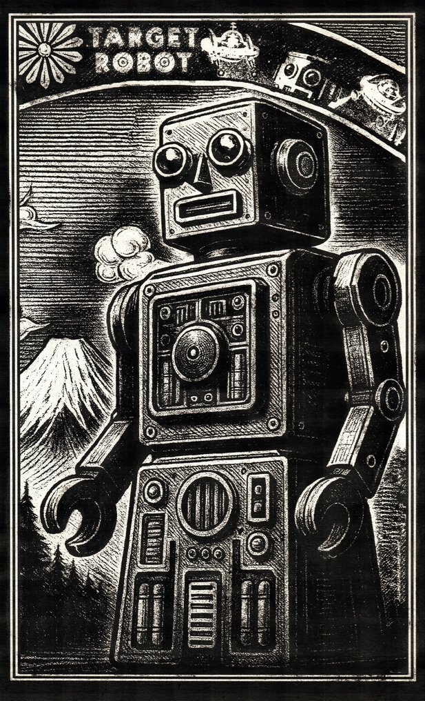 Æ2381 - "Machine Man & Target Robot" Æ’s Japanese Tin Robots — Limited Edition 2025 - Wind-up tin toy - 2000-present #3.2