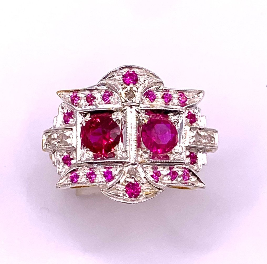 χωρίς τιμή ασφαλείας - Δαχτυλίδι - 9 kt. Κίτρινο χρυσό, Ασημί Ρουμπίνι - Ρουμπίνι - Diamanti #1.0