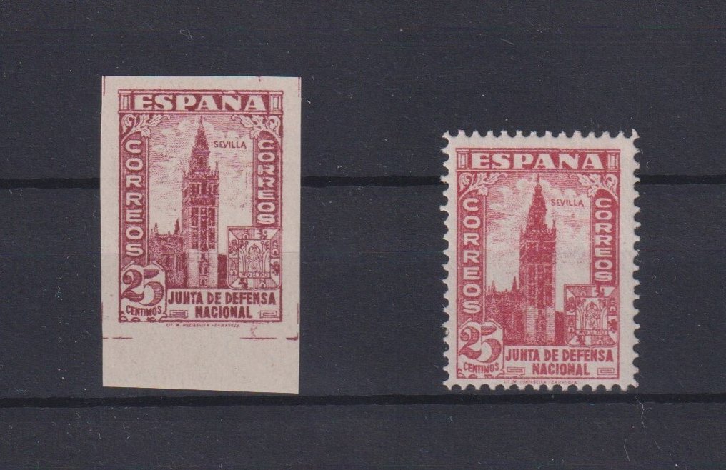 Spanien 1936 - Junta de Defensa - Farbfehler - ohne Dentinierung - Edifil Esp. nº 807ccs #2.1
