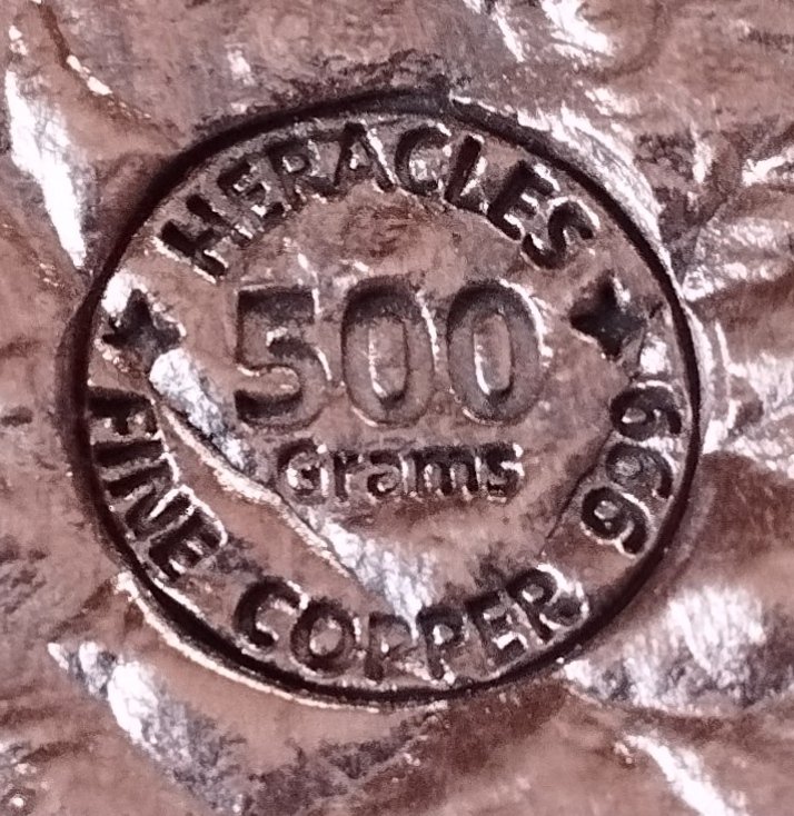 1 kilogram .999 - Copper - Fonderie Heracles - France - With certificate  (No Reserve Price) #2.1