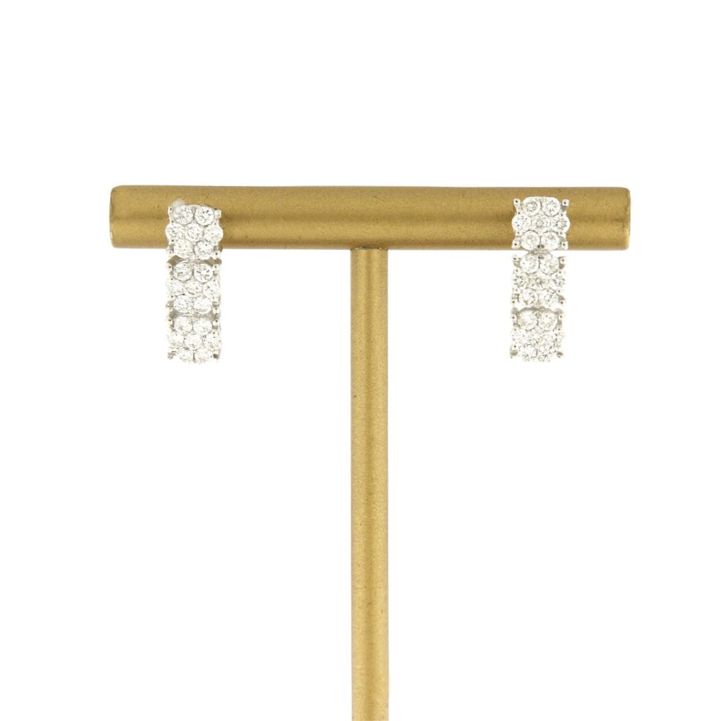 Nincs minimálár - Drop fülbevaló - 18 kt. Fehér arany Gyémánt (Természetes) #2.1