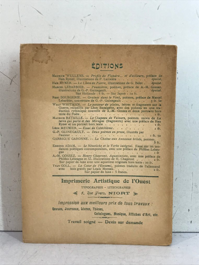 Signed; Henry Chapront, Gossez - Henry Chapront, aquatintiste. [1/50, with dedication] - 1919 #3.2