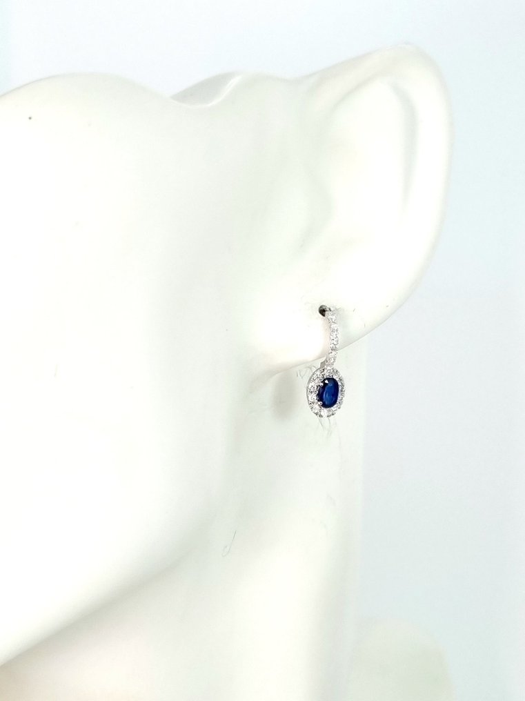 Örhängen - 18 kt Vittguld Safir - Diamant #3.2