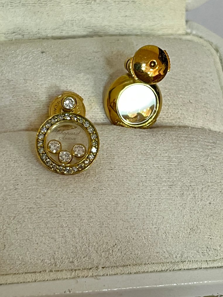 Chopard - Boucles d'oreilles - Happy Diamonds - 18 carats Or jaune -  0.42ct. tw. Rubis - Diamant #3.2