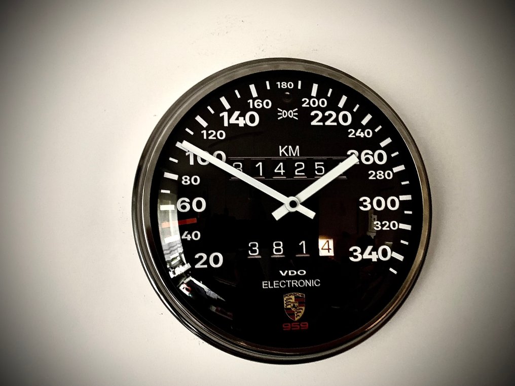 Porsche 959 nopeusmittari seinäkello - LukanowskyArt - Nykyaikainen Lasi, Metalli - 2020- - Porsche 959 #1.0