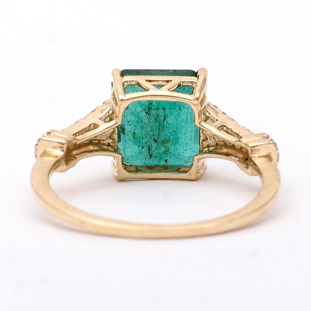 沒有保留價 - 戒指 - 14 克拉 黃金 -  2.60ct. tw. 祖母綠 - 鉆石 #3.2