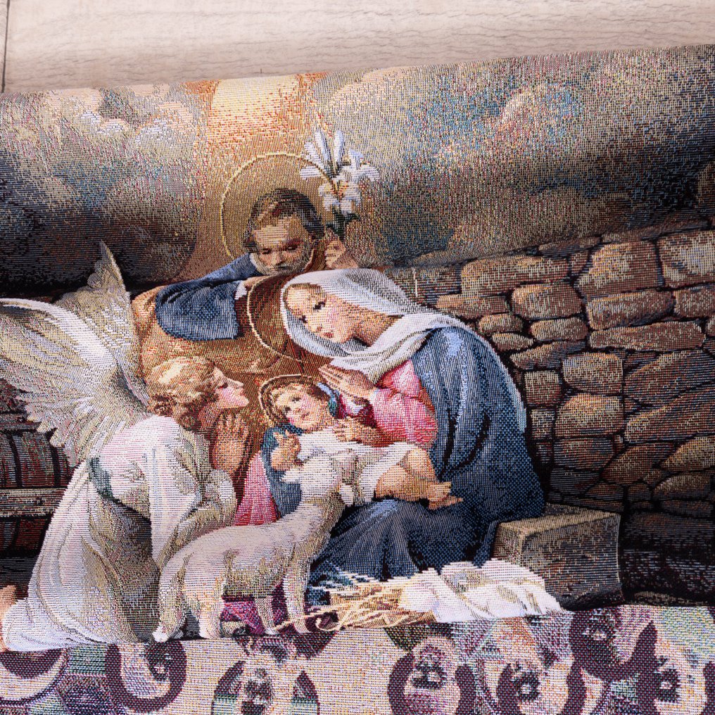 Προσεγμένο Ταπισερί - «Γέννηση με Αγγέλους» - Υφάσμα Gobelin - Ταπετσαρία - 40 cm - 70 cm #3.2