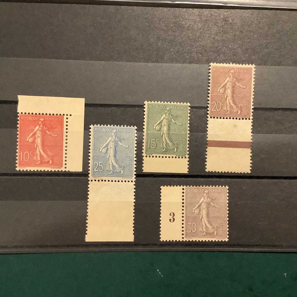 Francja 1903 - Semeuse Lignez: luksusowy zestaw, wszystko wyśrodkowane i z marginesem arkusza. - Yvert 129/133 #1.0