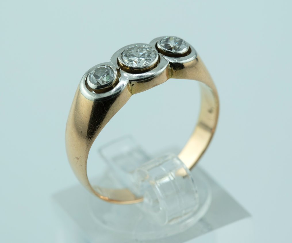 戒指 - 18 克拉 黃金, 鉑金 鉆石 (天然)  #1.0