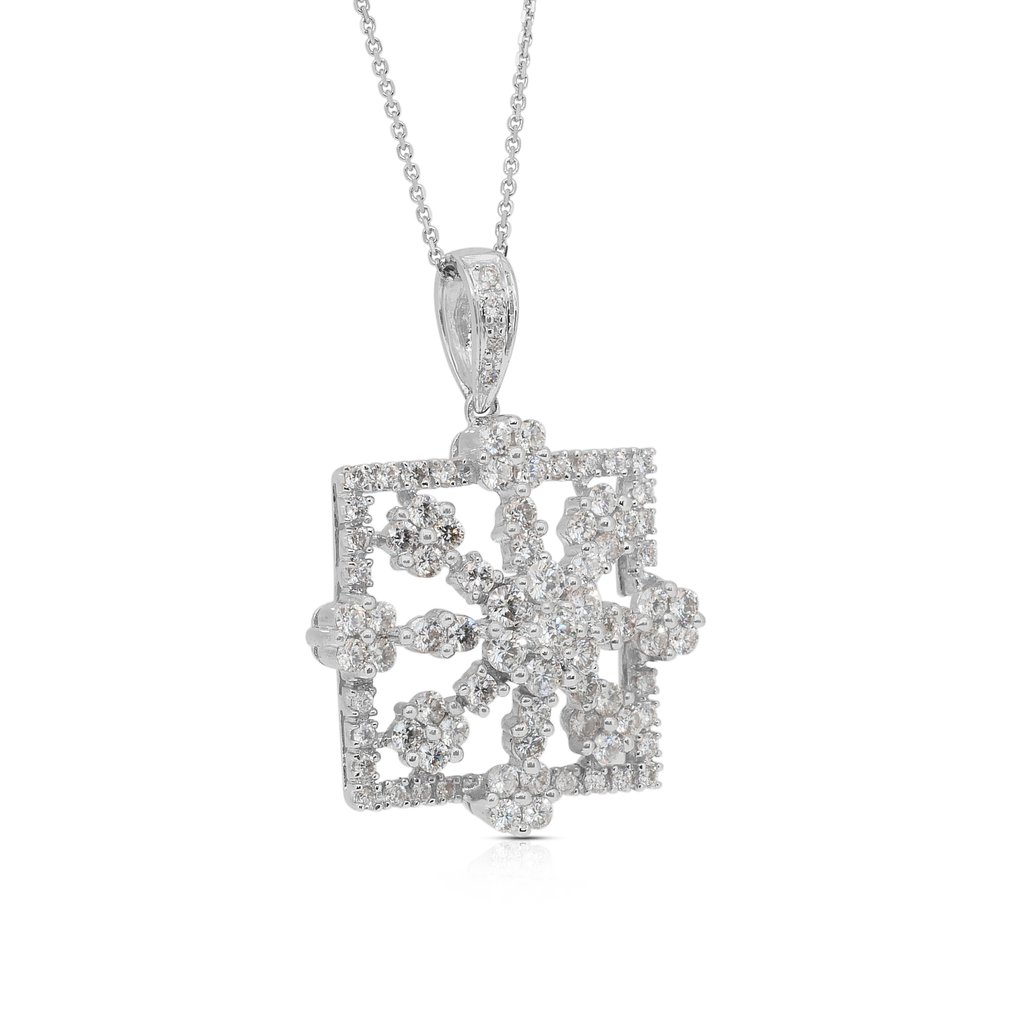 Kaulakoru riipuksella - 18 kt. Valkokulta - 2.03ct. tw. Timantti (Luonnollinen) #2.1