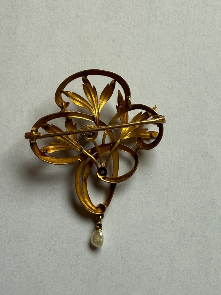 Rintaneula - 18 kt. Keltakulta - 18k Art Nouveau -riipus #1.0