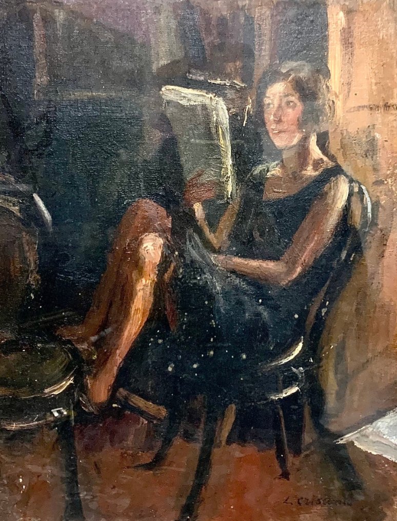 Luigi Crisconio (1893-1946) - Donna che legge #1.0