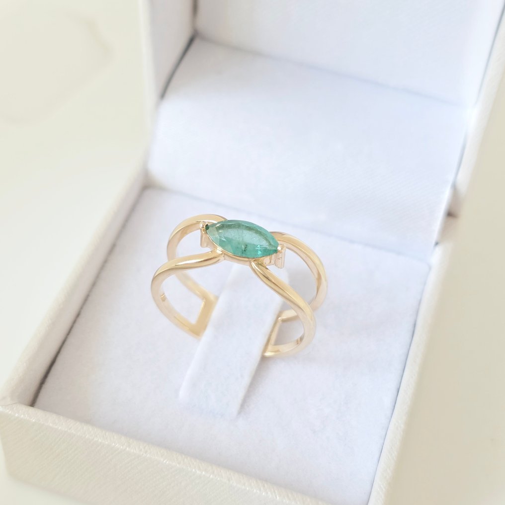 χωρίς τιμή ασφαλείας - Δαχτυλίδι - 14 καράτια Κίτρινο χρυσό -  0.68ct. tw. Σμαράγδι #2.1