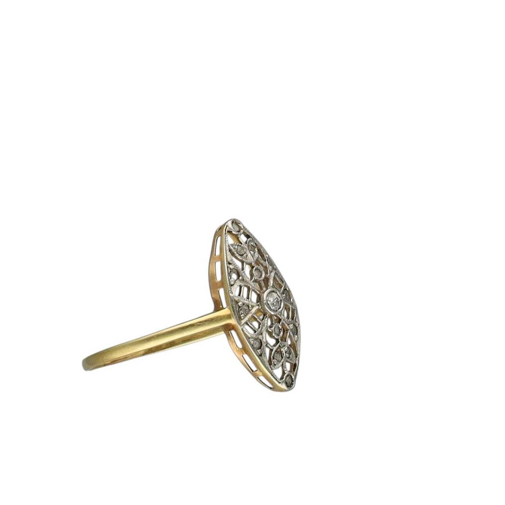 Gyűrű - 18 kt. Sárga arany, Platina -  0.18ct. tw. Gyémánt (Természetes)  - Gyémánt #2.1