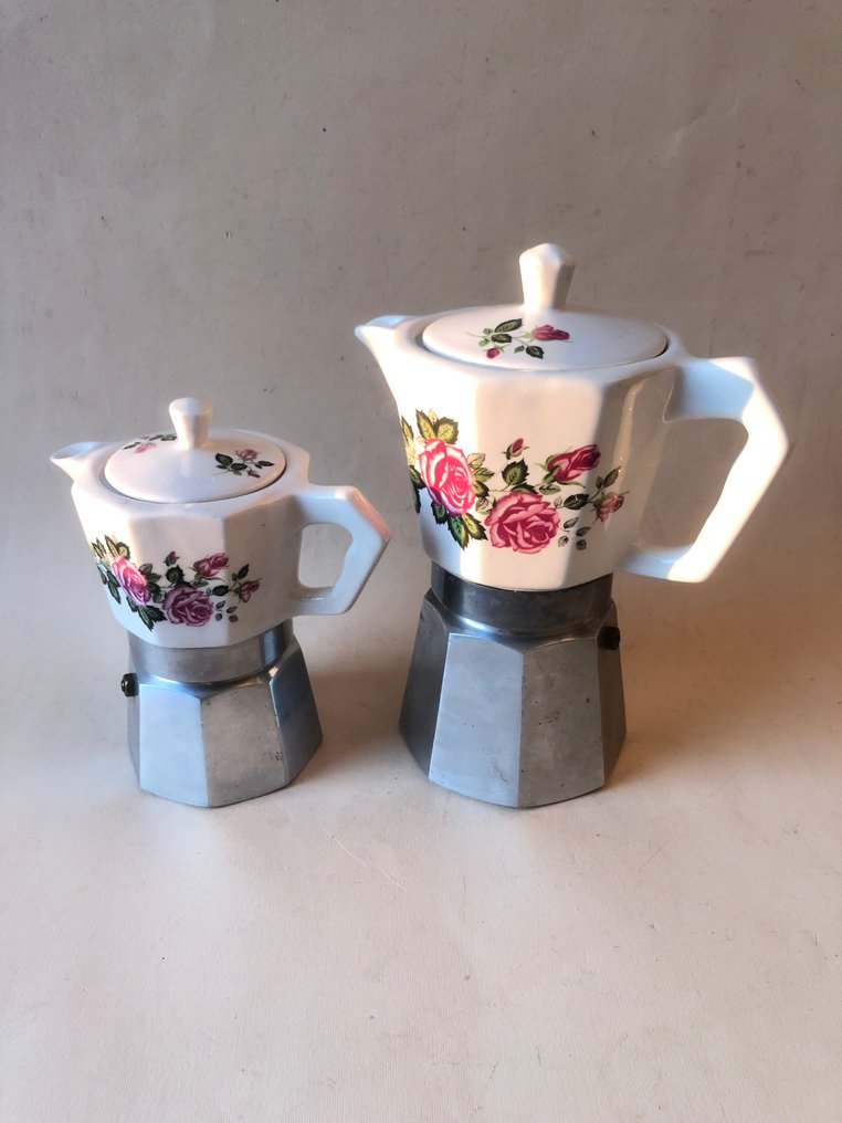 flory expess - Καφετιέρα (2) - Αλουμίνιο, Πορσελάνη - κλασικά και σπάνια #1.0