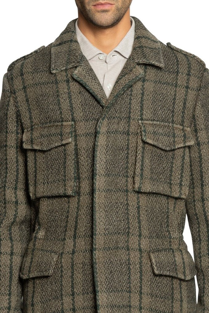 RRP 1700€ BOGLIOLI Checks Green Off Field Jacket Coat Wool Silk Linen - 50 IT - Μπουφάν - New with tags #3.2