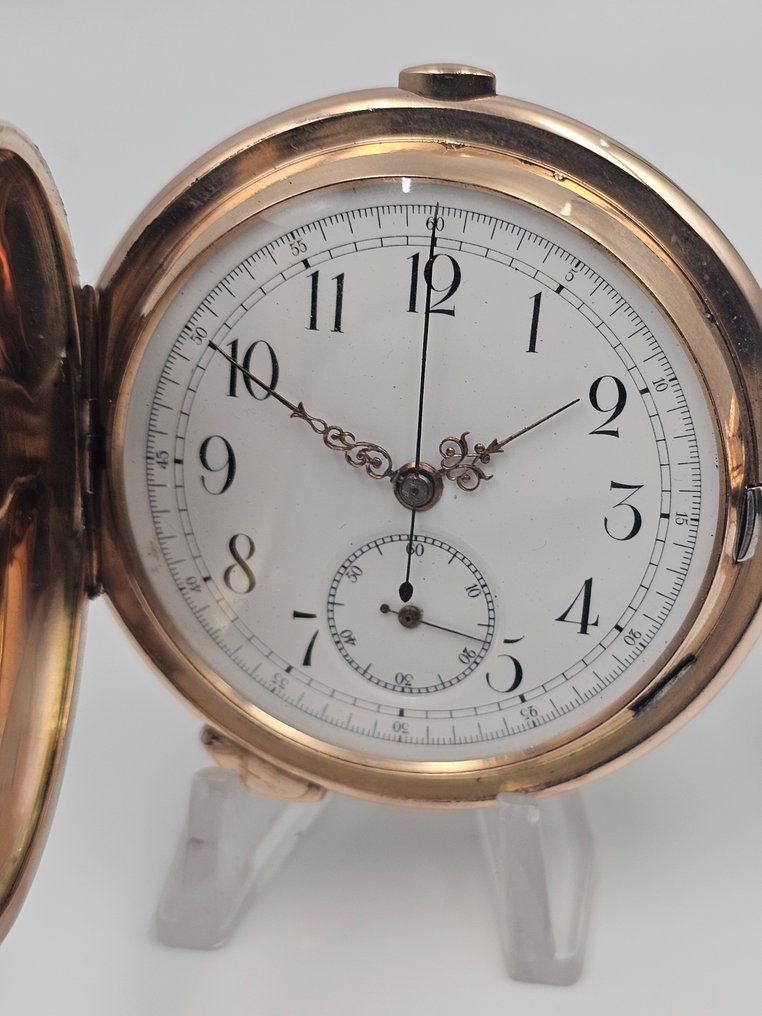 14K GOLD Quarter Repeater Chronograph Savonette Case - Pocket Watch - 1850-1900 #3.2
